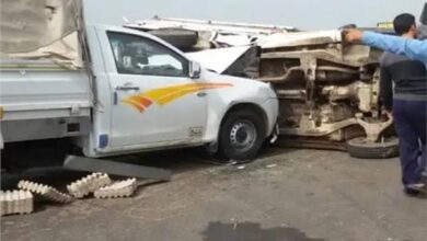 تصادم سيارتين ربع نقل