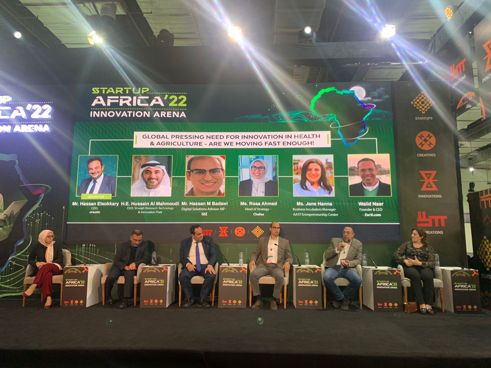 خلال جلسة ناقشت الحاجة العالمية الملحة للابتكار في المجالين: الصحة والزراعة مجالان واكبت مصر فيهما الخطي العالمية لتوطين الابتكار