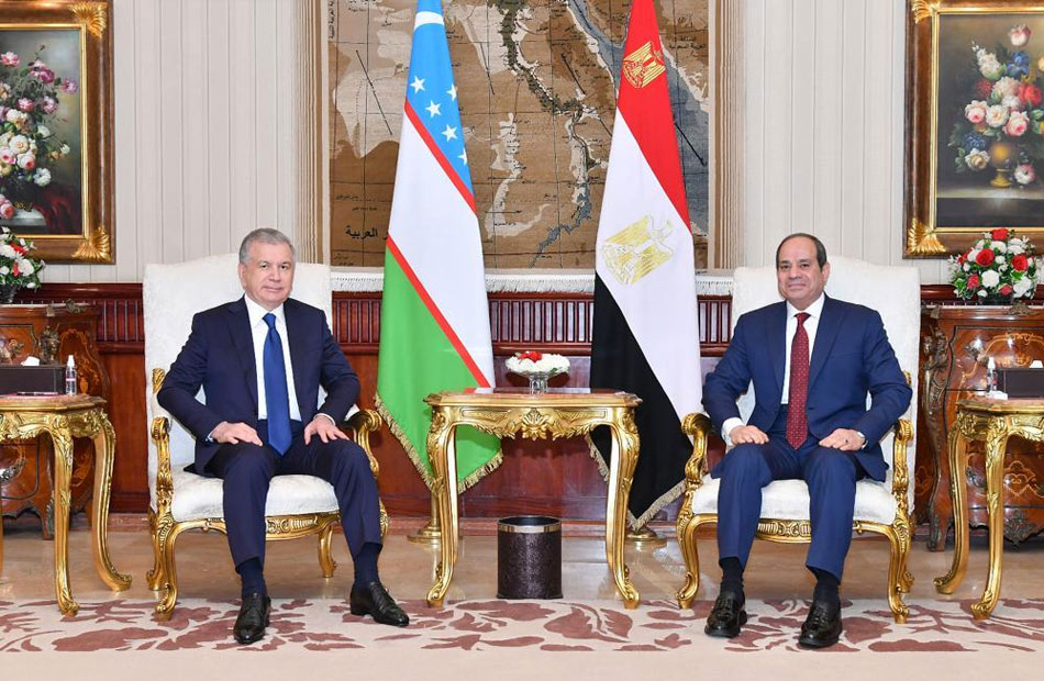 جلسة مباحثات بين السيسي ونظيره الأوزبكي بقصر الاتحادية