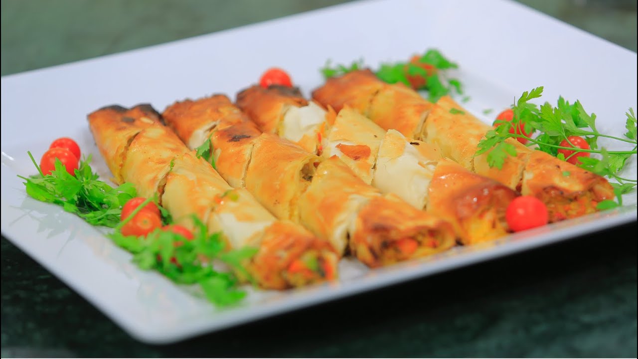 رول الجلاش بالجبن والخضار  بوصفة جديدة