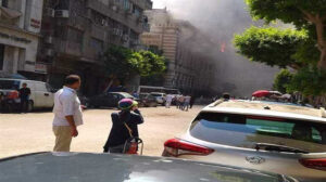 انتداب المعمل الجنائى لمعاينة حريق ” الأوقاف “