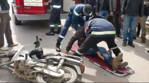 إصابة شخصين إثر انقلاب موتوسيكل فى حدائق أكتوبر