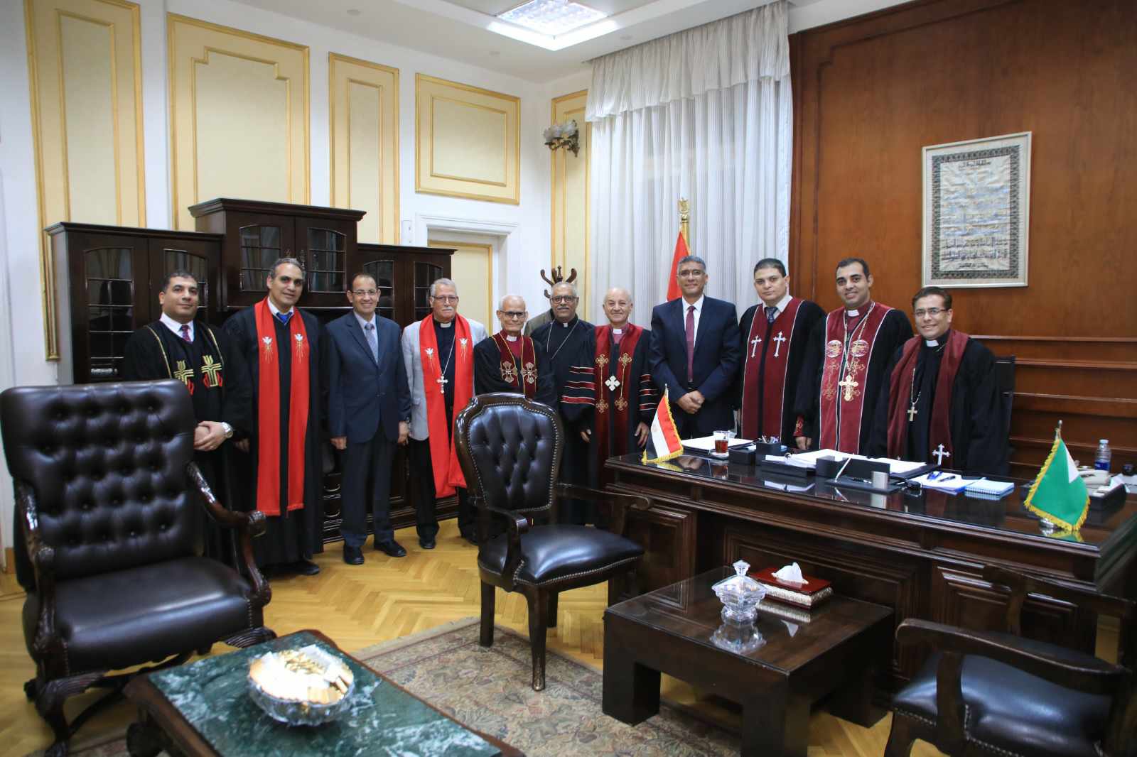 استقبال وفود الكنائس بمكتب محافظ الجيزة لتقديم التهنئة على ثقة القيادة السياسية