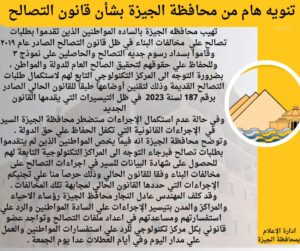 محافظة الجيزة تنوه المواطنين بشأن قانون التصالح