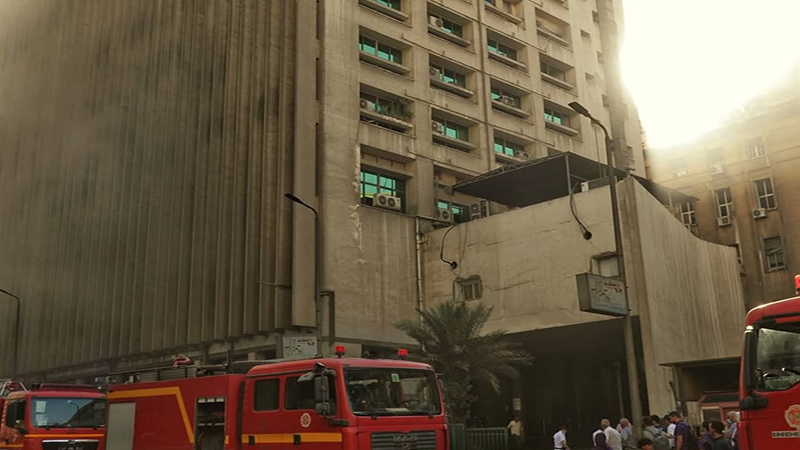 27مصاب جراء حريق سنترال رمسيس أمس