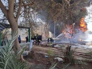 اخماد حريق في منطقة الهيش بالقرب من محطة توليد كهرباء اسوان الاولى دون تأثير على الشبكة او تشغيل المحطة