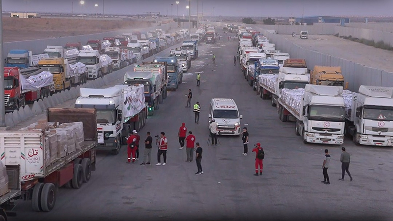 انطلاق أول أفواج القافلة الثامنة المصرية لقطاع غزة