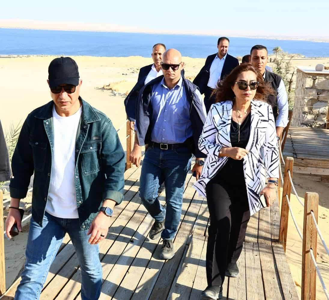 وزيرة التنمية المحلية ومحافظ الفيوم في جولة تفقدية بمحمية وادي الريان