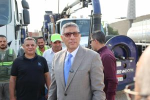 محافظ الجيزة يتفقد اصطفاف معدات شركة مياه الشرب والصرف الصحي