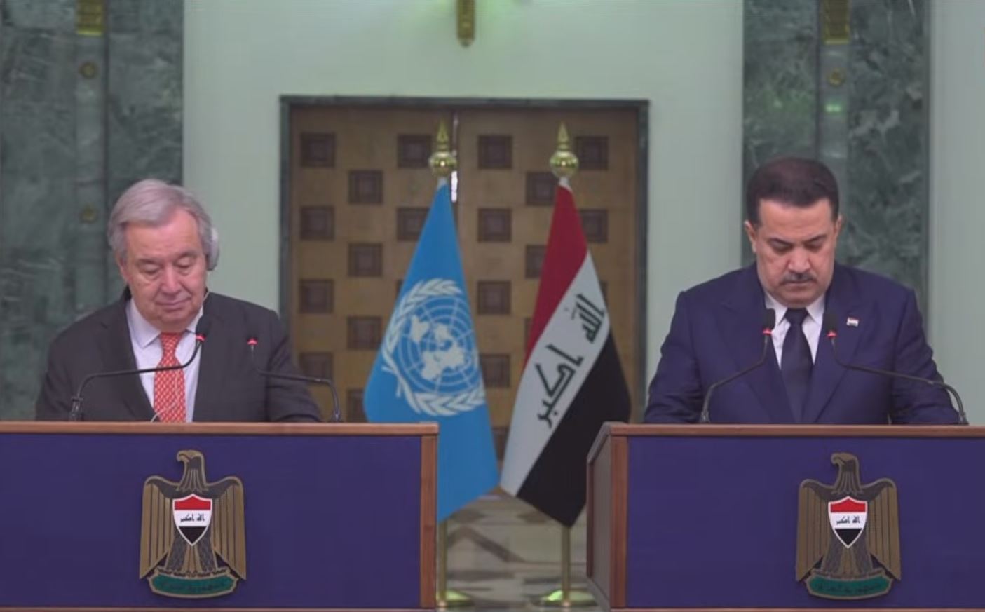 رئيس الوزراء العراقي يشيد بالشراكة مع الأمم المتحدة خلال لقاء مع جوتيريش