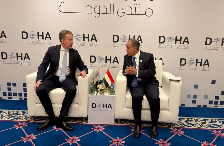 عبد العاطي يبحث مع رئيس المنتدى الاقتصادي العالمي تعزيز التنمية والاستقرار الإقليمي