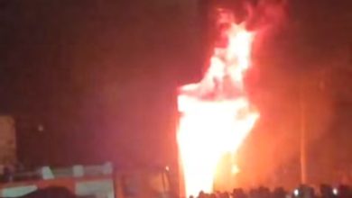 جزء من الحريق الذي نشب