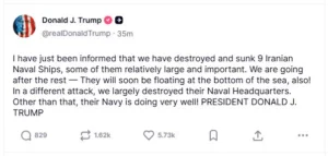 ترامب يعلن غرق سفن إيرانية والحرس الثوري يؤكد إصابة 560 عسكريًا أمريكيًا