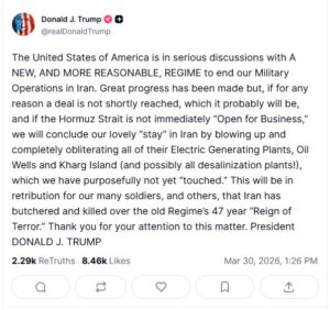 ترامب يهدد بتفجير البنية التحتية الإيرانية في حال فشل المفاوضات