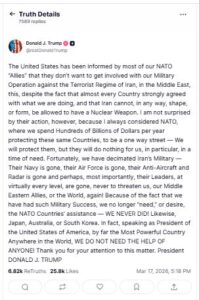 ترامب: معظم حلفاء الناتو يرفضون المشاركة ضد إيران