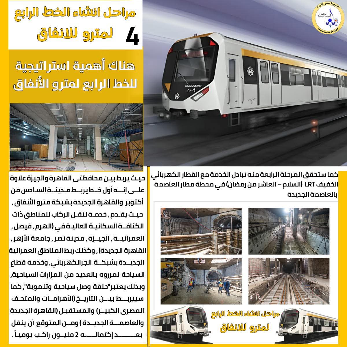 الخط الرابع للمترو… شريان جديد يربط غرب القاهرة بشرقها ويقود التحول نحو النقل المستدام