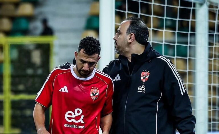 تريزيجية عقب إصابته في مباراة الزمالك