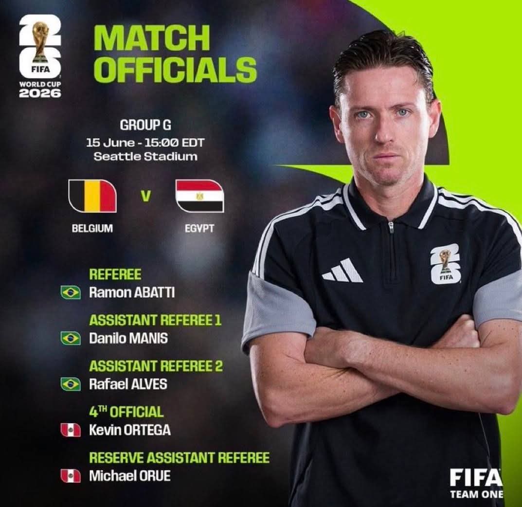 البرازيلي رامون اباتي حكمًا لمواجهة مصر و بلجيكا في كاس العالم