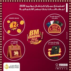 4 أسابيع من العروض.. بنك مصر يطلق كرنفال يوليو لحاملي البطاقات الائتمانية
